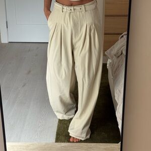 Beige Wide-Leg Trousers REVOLVE